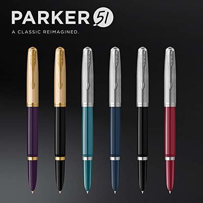 Parker 51 Fountain Pen Deluxe Black Barrel with Gold Trim Fine 18k Gold Nib  with Black Ink Cartridge Gift Box - Yahoo Shopping