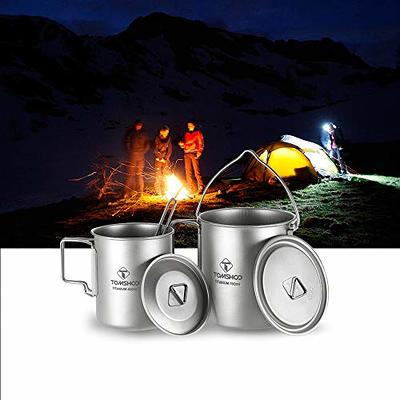 TOMSHOO Camping Titanium Pot Outdoor Titanium Mug with Lid Camping