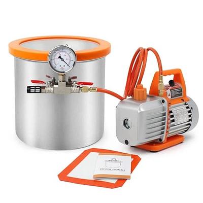 VEVOR Vacuum Chamber with Pump, 4CFM 1/3HP Vacuum Pump with High-Capacity 2  Gallon Vacuum Chamber, Vacuum Pump Chamber Kit Vacuum Degassing Chamber