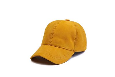 Golden Yellow Suede Baseball Cap, Hatsquare Leather Hat, Woman