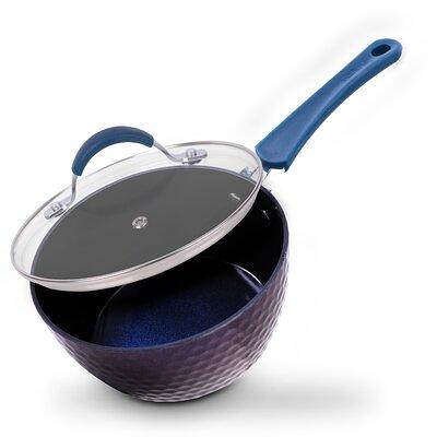 Nutrichef 14 in. Ceramic Non-Stick Frying Pan in Blue with Lid
