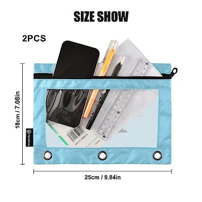 Binder Pencil Pouch for 3 Ring Binder, B5 Size Zipper Pulls Pencil Bags  Case, Cosmetic Bags with Clear Window for School, Office, Oxford Cloth 
