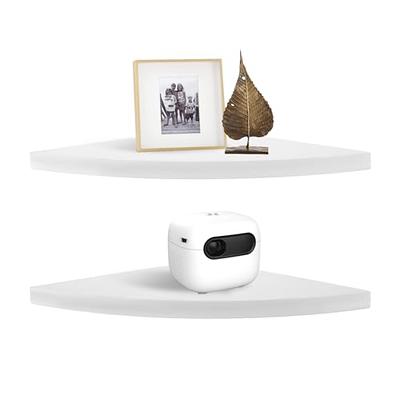 Set of 3 Corner Floating Shelves Wall Mounted, Wood White Corner