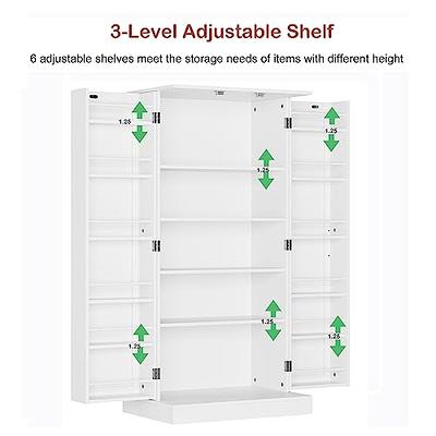 Function Home 41 Kitchen Storage Cabinet, Pantry Cabinet with Doors and Adjustable Shelves for Kitchen, Living Room and Dinning Room in White