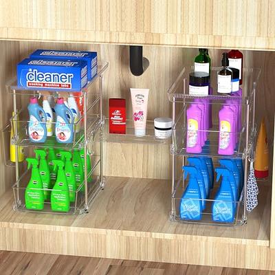 UINOFLE Under Sink Organizers and Storage, 2 Tier Sliding Cabinet Basket  Organizer Drawer Pull Out Cabinet Organizer Multi-Purpose Under Sink