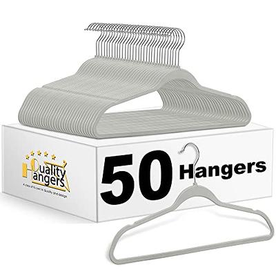 HOUSE DAY Plastic Hangers 50 Pack, Plastic Clothes Hangers Non Slip Hangers  with Rubber Grip, Heavy