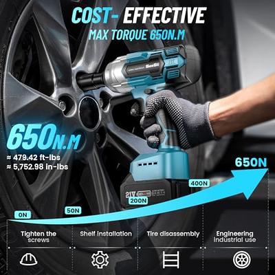 Seesii Brushless Power Impact Wrench, Cordless, 1/2 inch Max High