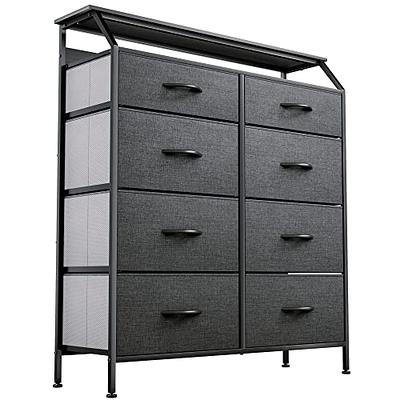 7 Drawer Tower Steel Frame and Wooden Top Dresser Storage Chest for Bedroom