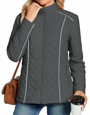 Anyhold Women's Lightweight Full Zip Jacket Diamond Quilted Coat