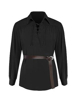 Medieval Men Puffy Sleeve Pirate Shirt Scottish Widecuff Shirt