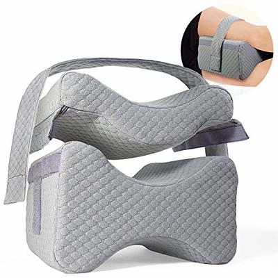 Knee Pillow w/Strap - New 3-Level Contour Memory Foam Leg