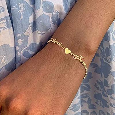 Custom Name Cuff Bracelet Bangle Stainless Steel Personalized Name Bracelet  18K Gold Plated Name Cuff Bangle Customized Jewelry Gifts for Women 