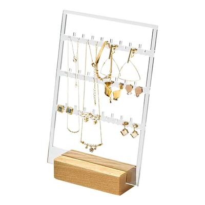 YAMAZAKI Home Rin Jewelry Organizer Stand Earring Necklace Bracelet  Standing Display Holder Storage, Natural Wood Box - Abs Plastic - Yahoo  Shopping