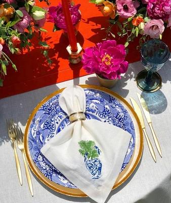 Linen Service Napkin Set - Blue Blanc Vase Embroidered Cloth Set Of 4 6 8  Housewarming Gift Unique Table Decor Presentation - Yahoo Shopping