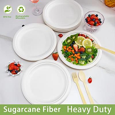 SUT 150 Pack 100% Biodegradable 7inch Heavy Duty Paper Plates, Disposable  Plates Compostable Made of Sugarcane Fibers，Eco-Friendly White Bagasse  Plates, Paper Dessert Plates for Parties - Yahoo Shopping