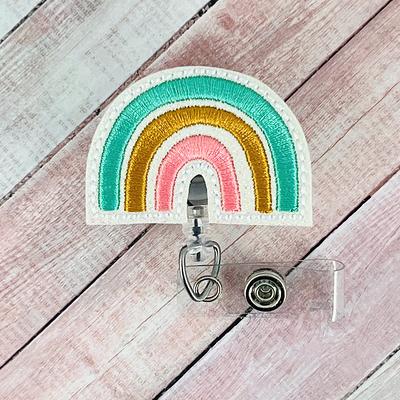 INTERCHANGEABLE Badge Reel Colorful Badge Clip Rainbow Hook and