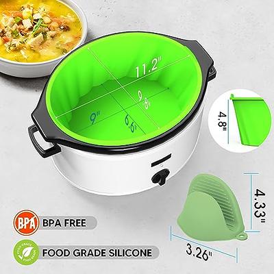 2 Pcs Silicone Slow Cooker Liners,Reusable Cooking Liner Fit Crock-Pot 6/8  Quarts Slow Cooker,Leakproof Dishwasher Safe Cooker Bags Liners for Oval or  Round 