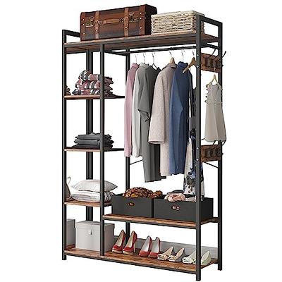 Metal Wood Free-standing Closet Clothing Rack Closet Organizer System with  Shelves Clothes Garment Rack Shelving for Bedroom - Yahoo Shopping