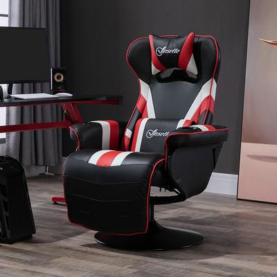 Hanover Commando Ergonomic Gaming Chair with Adjustable GAS Lift Seating, Lumbar and Neck Support - Black and Red