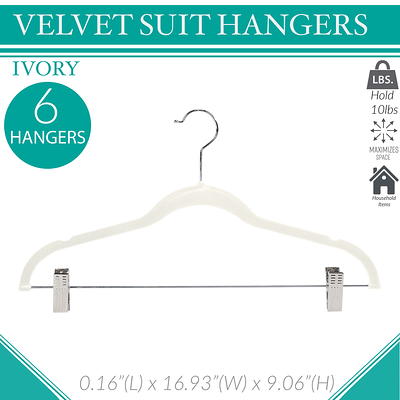 Simplify 6-Pack Children's Velvet Hangers Ivory