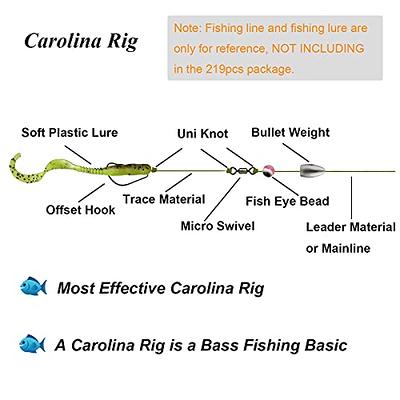 Carolina Fishing Rigs- Steel Fishing Leaders with Fishing Weights, Pre  Rigged Carolina Rigs with Fishing Weight