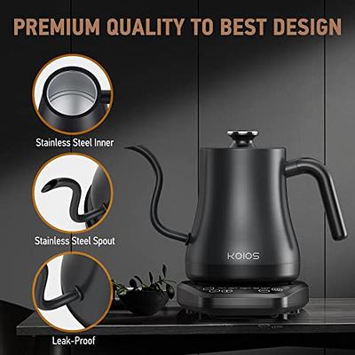 KLEAH Gooseneck Electric Kettle with Temperature Control Stainless Steel  Automatic Shut Off Coffee Kettle Hot Water Boiler Pour Over Tea Kettle 1200