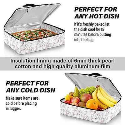 WIFIU Insulated Casserole Carrier with Dish Storage 9x13 Marble