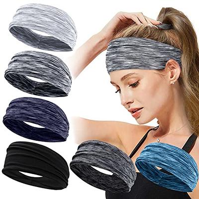 Purefitinsoles 4 Pack or 1 Pack Wide Headbands for Women Yoga Headbands Non  Slip African Thick Headbands Workout Fashion Sweat Bands AB-5 (4 PACK)