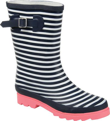 Women's Journee Collection Seattle Mid Calf Rain Boot Stripe