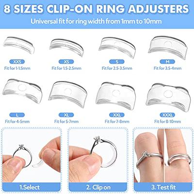 12 Pack Ring Tightener for Loose Rings 12 Sizes Invisible Ring Guards Clear  Silicone Ring Size Adjuster with Jewelry Cloth for Women Men Ring Resizer