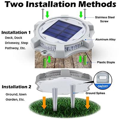 12x Solar Dock Lights with Switch Aluminium Outdoor Solar Powered