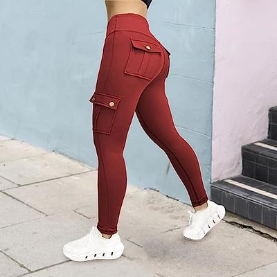 Yoga Leggings for Women Cargo Pants Elastic Drawstring Waist Stretch Workout  Legging Trousers with Multi Pockets 