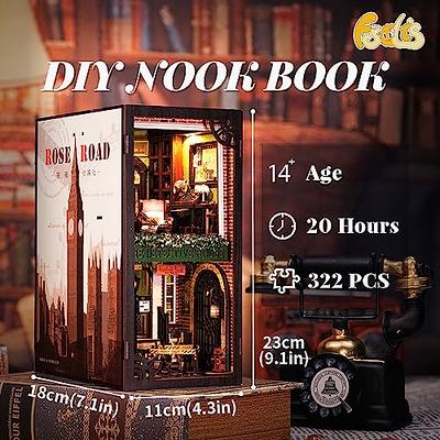 CRIOLPO Book Nook Kit - DIY Dollhouse Booknook, Book Nook Miniature Kit for  Bookshelf Insert Decor Crafts for Adults Teen Halloween, 3D Wooden Puzzle