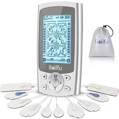 Belifu 4 Independent Channel TENS EMS Unit, 24 Modes,30 Level Intensity Muscle  Stimulator Machine, Rechargeable Electric Pulse Massager with 10 Pads&5 Set  Leads Wires, for Pain Relief Therapy (Silver) - Yahoo Shopping
