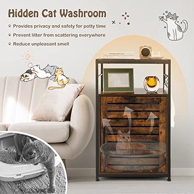 Tangkula Litter Box Enclosure, Cat Litter Box Furniture Hidden