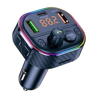 Car Bluetooth 5.0 FM Transmitter PD 20W + QC 3.0 Fast Charger Radio Music  Adapter
