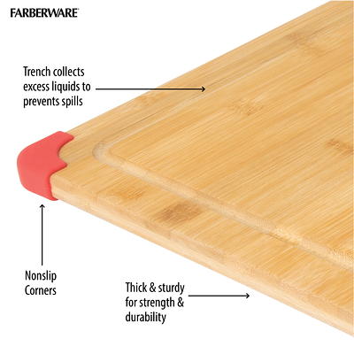 Farberware 15-inch by 21-inch Bamboo Wood Cutting Board with Red Non-slip  Corners - Yahoo Shopping