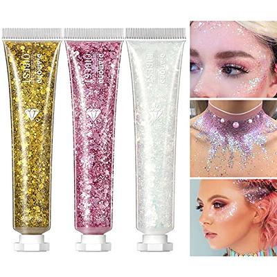 Yeweian White Face Body Glitter Gel Liquid Holographic Chunky