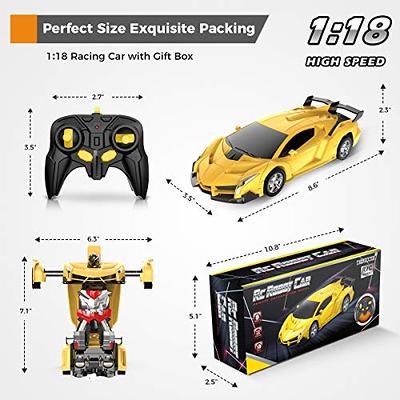 Remote Control Car Transforming Robot RC Car for Kids, 2.4GHz 1:18 Scale Transform Car Vehicle with One Button Deformation & 360°Rotating Drifting, R