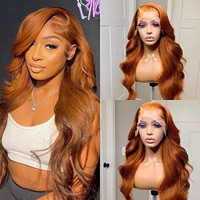 Orange Ginger Brown Lace Front Wigs Human Hair Pre Plucked 150