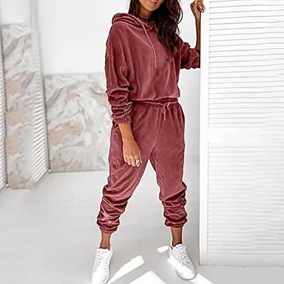 Women Hoodies Tracksuit Comfy Velvet Long Sleeve Sweatshirts and Sweatpants  Set Oversized Jogger Pant 2 Piece Outfits - Yahoo Shopping