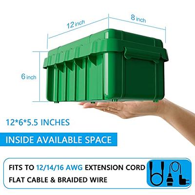 Waterproof Electrical Box, Diivoo Outdoor Extension Cord Covers Waterproof,  Large Size 6 Cable Seal Entry, IP54 Protect Power Strip, Timer Outlet Plug,  Holiday Light Decoration, Green 