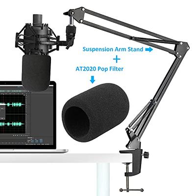 K669B Mic Boom Arm with Foam Windscreen, Suspension Boom Scissor Arm Stand  with Pop Filter Cover Compatible with Fifine K669B Microphone by SUNMON