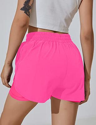 BMJL Women's Running Shorts Elastic Waistband High Waisted Shorts Pocket  Sporty Workout Shorts Gym Athletic Shorts Pants(S,Hot Pink) - Yahoo Shopping