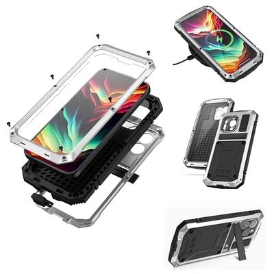 iPhone 14 Plus Metal Case, Heavy Duty Rugged Shockproof Military Aluminum  Case with Built in Screen Protector, 360 Full Body Protective Bumper Cover