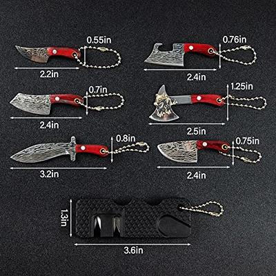 Mini Pocket Knife Set Damascus Utility Chef Knife Cleaver Cutter Camping  Outdoor