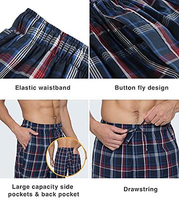 Lapasa Men's Cotton Plaid Notch Collar Long Sleeve E-Waist