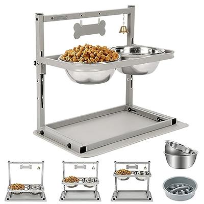 Elevated Dog Bowls, 4 Height Adjustable Raised Dog Bowl Stand with 2 Thick  50oz Stainless Steel Dog Food Bowls Non-Slip Dog Feeder for Large Medium