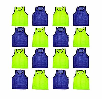 L Scrimmage Training Vest Soccer Pennies Jersey Team Pinnies Youth Football Practice Jerseys, Blue Red 24 Pack, Size: 16