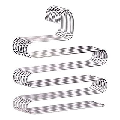 5-Pack Stainless Steel S Shaped Pants Hangers - Non-Slip Space